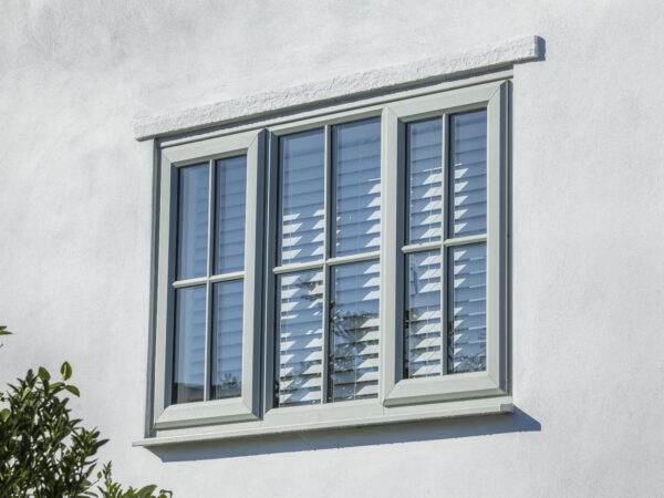 Agate grey chamfered uPVC casement window by Profile 22 Optima