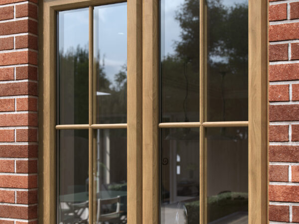 Light oak woodgrain uPVC casement window by Profile 22 Optima