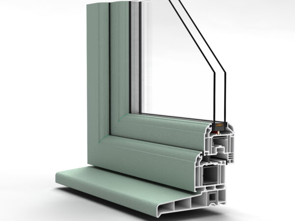 hartwell green sculptured tilt and turn window on a residential home